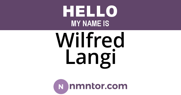 Wilfred Langi