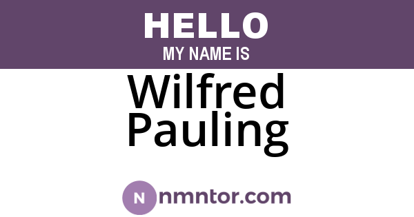 Wilfred Pauling