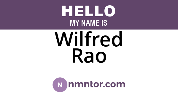 Wilfred Rao