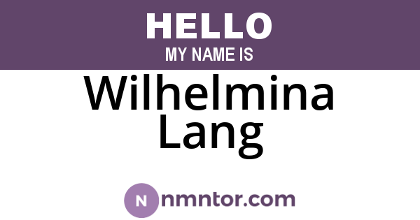 Wilhelmina Lang