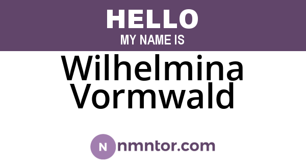 Wilhelmina Vormwald