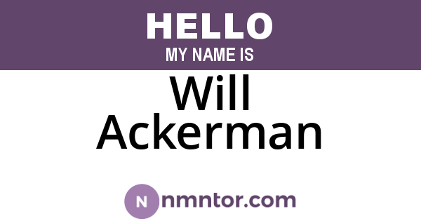 Will Ackerman