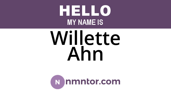 Willette Ahn