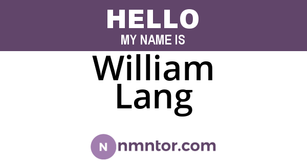 William Lang