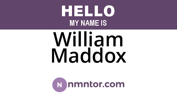 William Maddox
