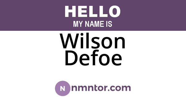 Wilson Defoe