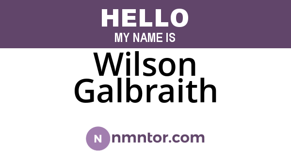 Wilson Galbraith