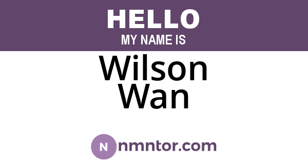 Wilson Wan