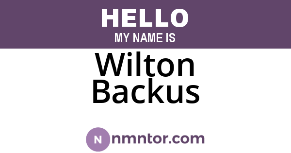 Wilton Backus