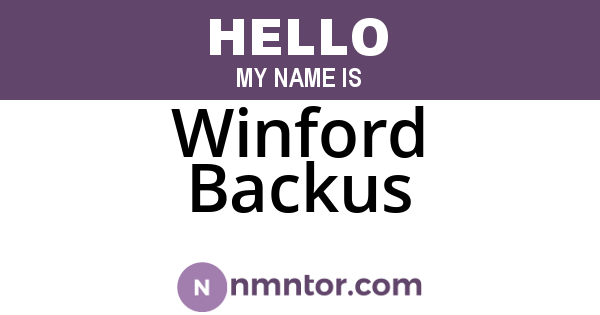 Winford Backus