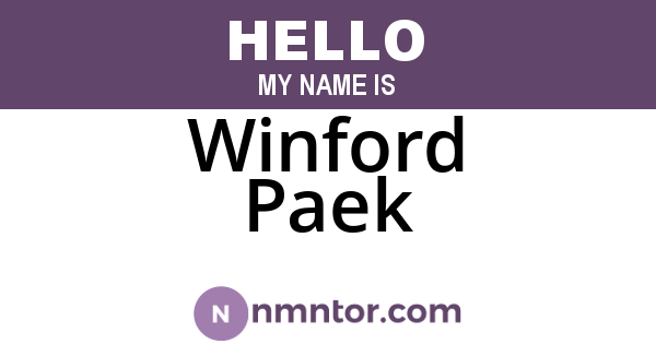 Winford Paek