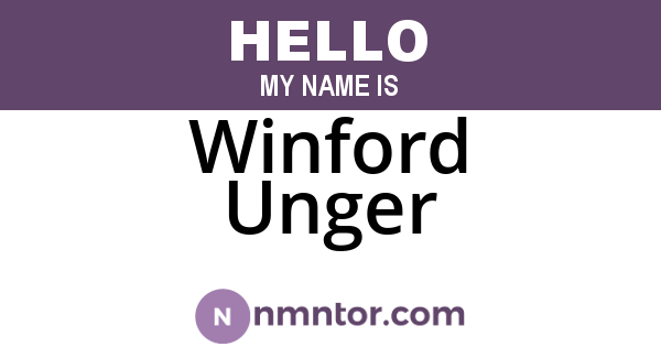 Winford Unger