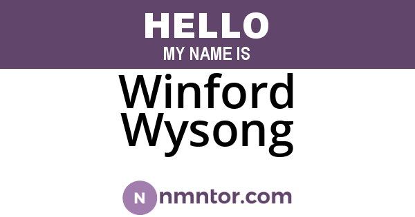 Winford Wysong