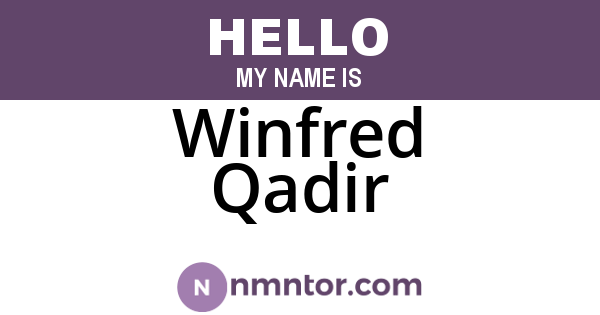 Winfred Qadir