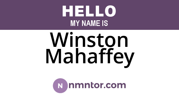 Winston Mahaffey