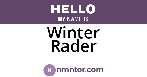 Winter Rader