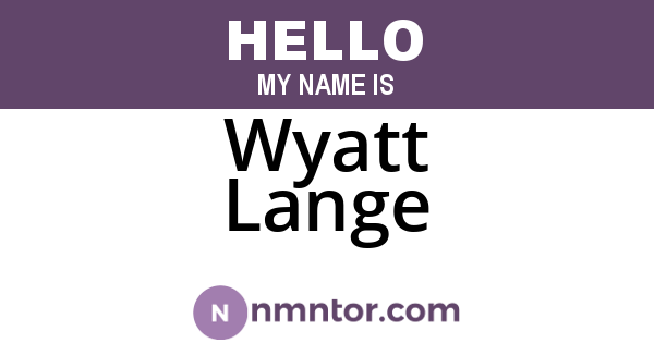Wyatt Lange