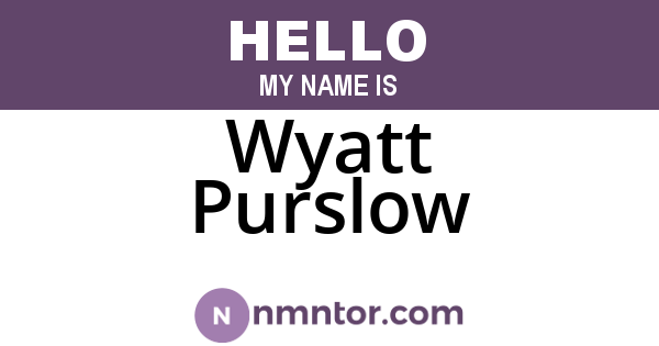 Wyatt Purslow