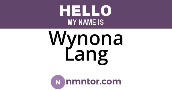 Wynona Lang