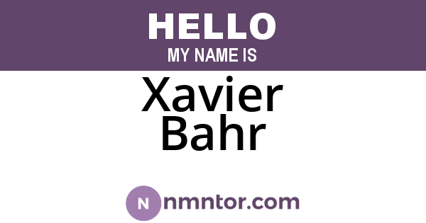 Xavier Bahr