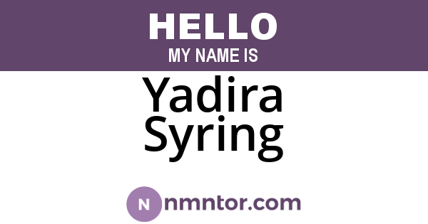 Yadira Syring