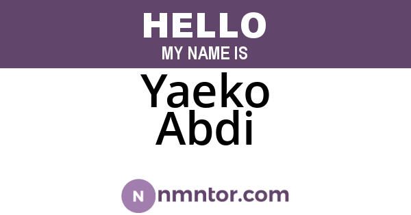Yaeko Abdi