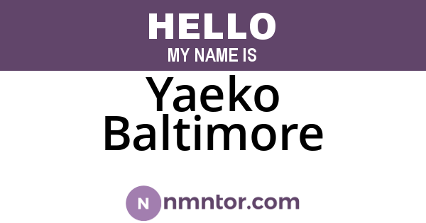 Yaeko Baltimore