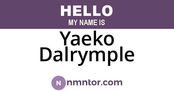 Yaeko Dalrymple