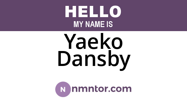 Yaeko Dansby