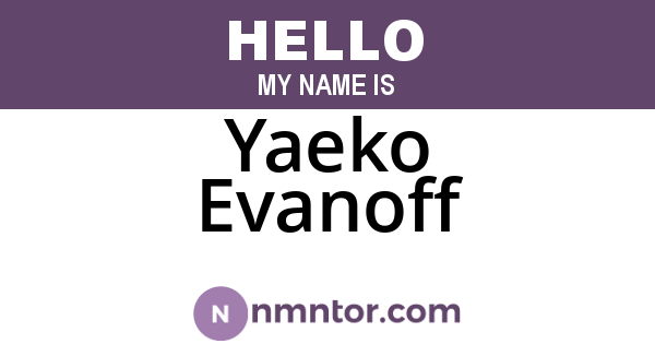 Yaeko Evanoff