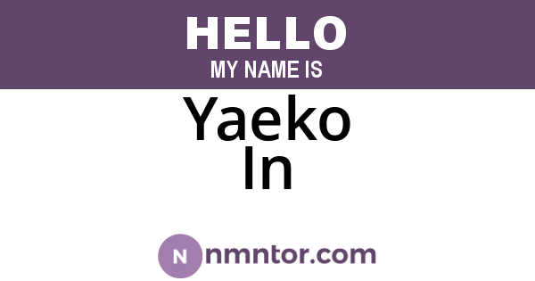 Yaeko In