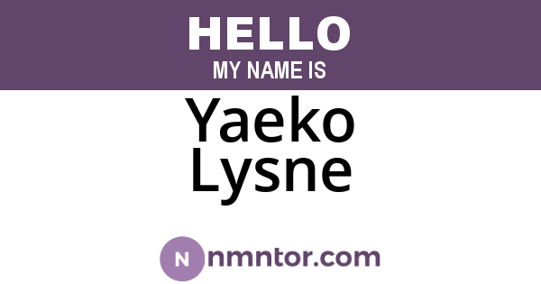 Yaeko Lysne