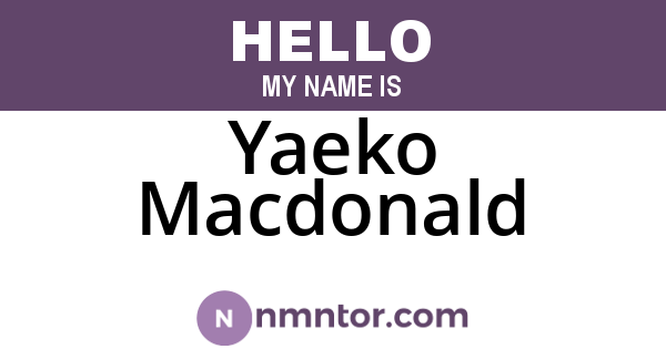 Yaeko Macdonald