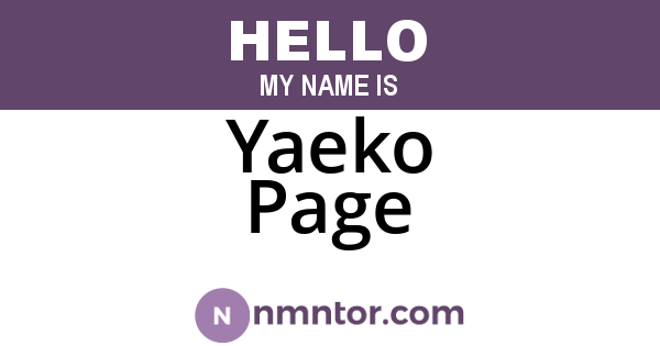 Yaeko Page