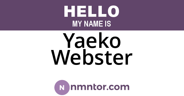Yaeko Webster