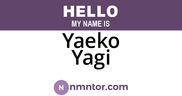 Yaeko Yagi