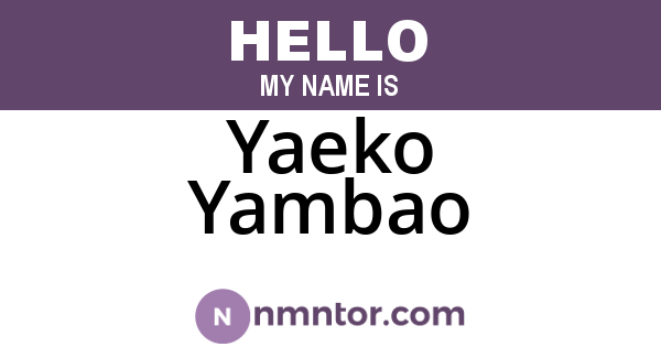 Yaeko Yambao