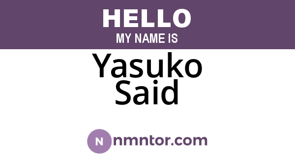 Yasuko Said