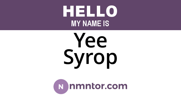 Yee Syrop