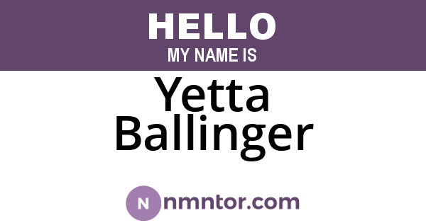 Yetta Ballinger
