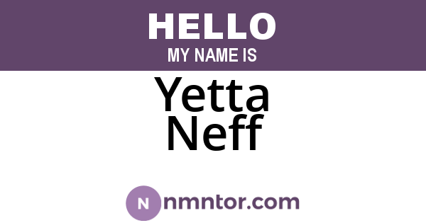 Yetta Neff