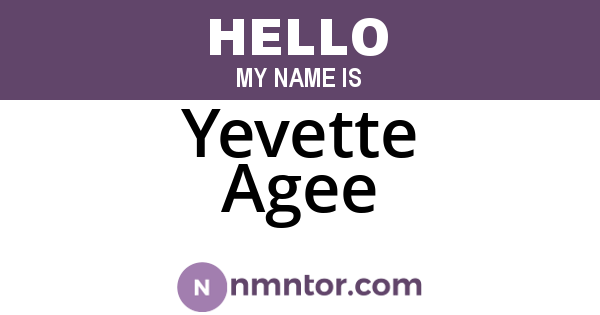 Yevette Agee