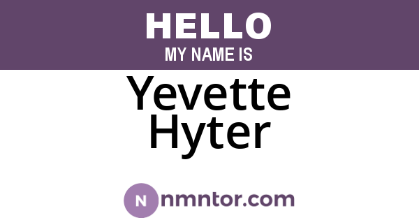 Yevette Hyter