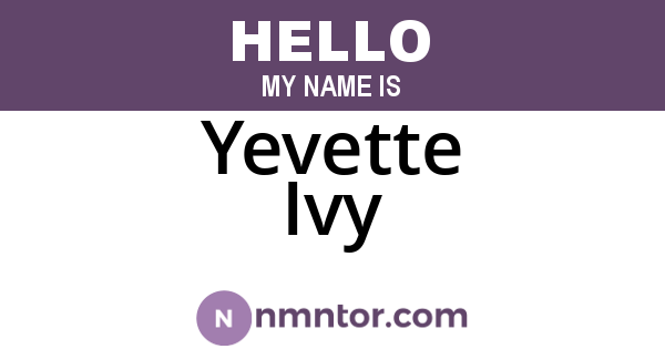 Yevette Ivy