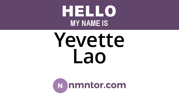 Yevette Lao