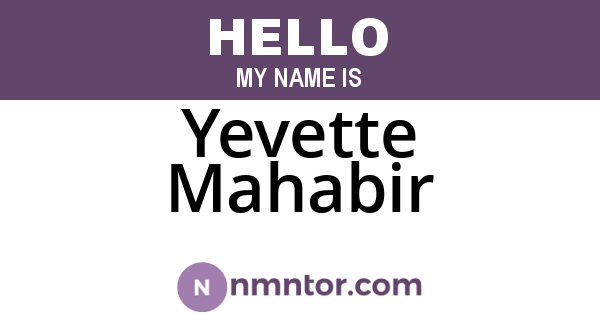 Yevette Mahabir