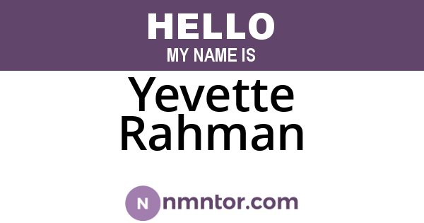 Yevette Rahman