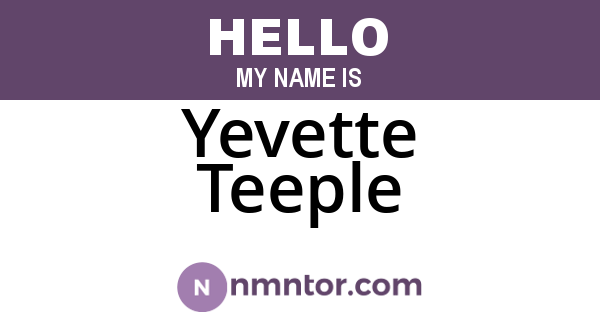 Yevette Teeple