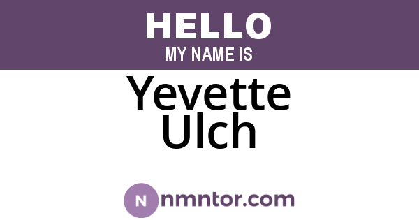 Yevette Ulch