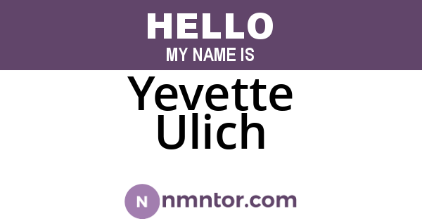 Yevette Ulich